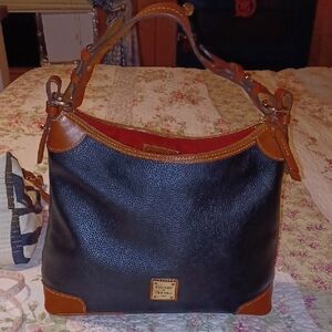 Dooney & Bourke Black and Tan Leather Shoulder Bag